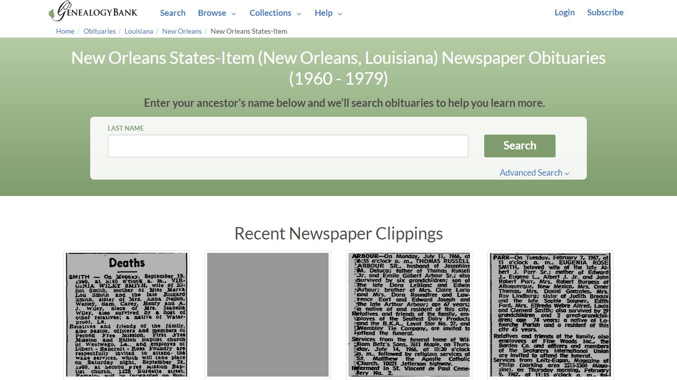 New Orleans States-Item Obituary Archives Search in New Orleans ...